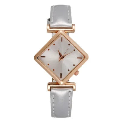 Women's Watch Elegant Rhombus Pointer Quartz Watch Retro Fashion Analog PU Leather Wrist Watch
