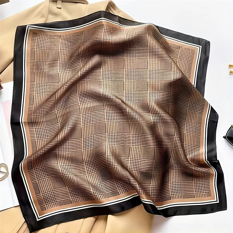 New lady Girl 70*70cm Silk Satin Hair Scarf Women Handkerchief stripe Printed Female Square Head Bandana Small Neck Muffler Hija