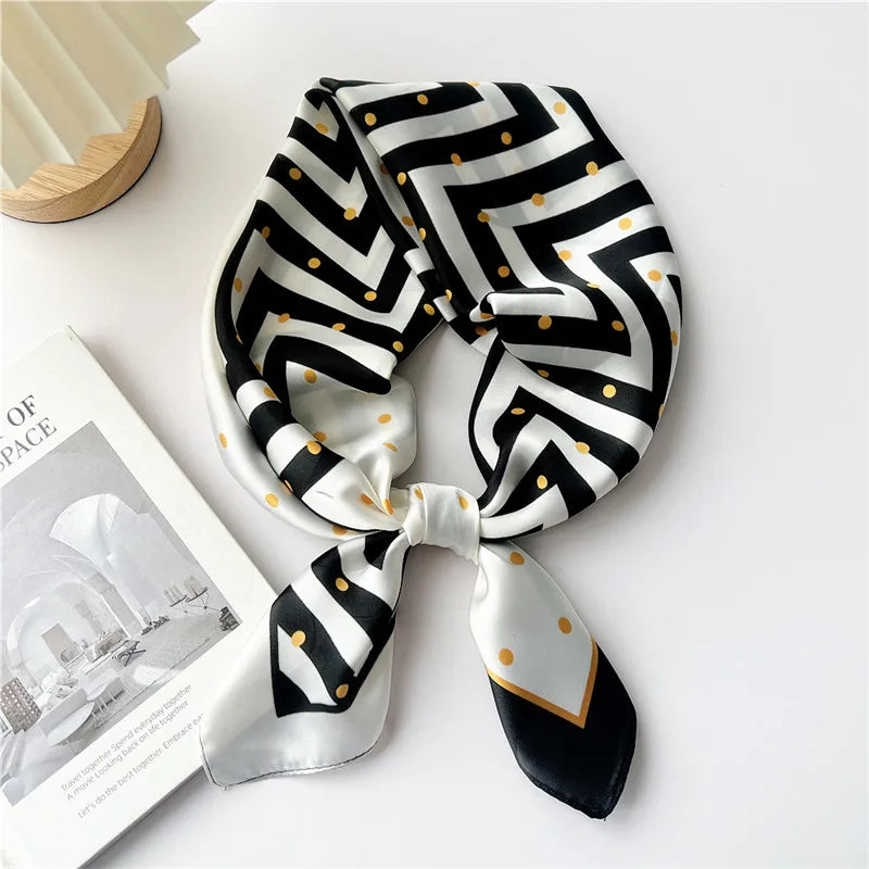 Striped Print Leaf Floral Square Scarves  for Women Kerchief Neckerchief Headband DIY Hair Accessories Decoration Head Scarf