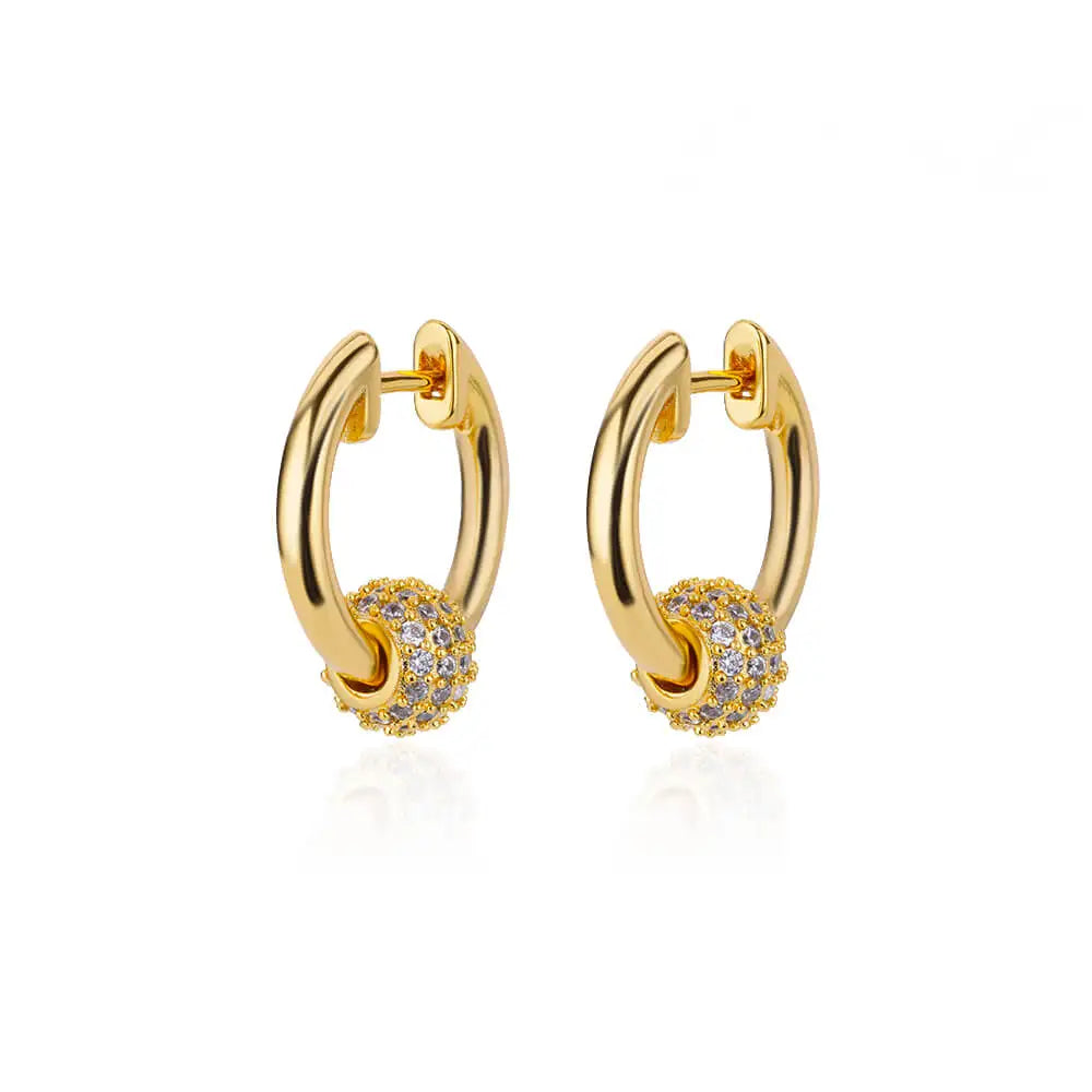 Zircon Snowflake Earrings For Women Gold Color Stainless Steel Flower Geometric Hoop Earring Aesthetic Luxury Wedding Jewerly