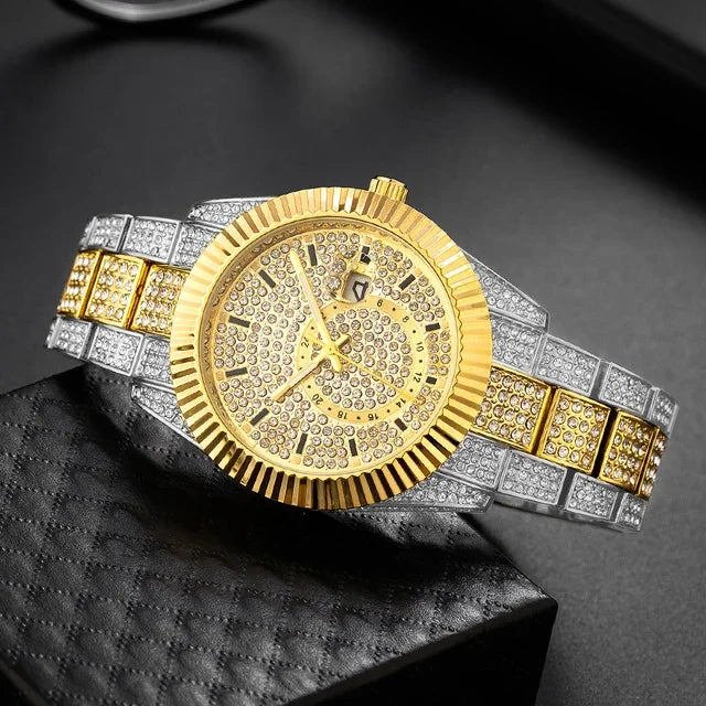 High End Luxury Men Watch Novelty Diamond Wristwatch For Men Stianelss Steel Round Famous Brand Fashion Wristwatches Hot Sale