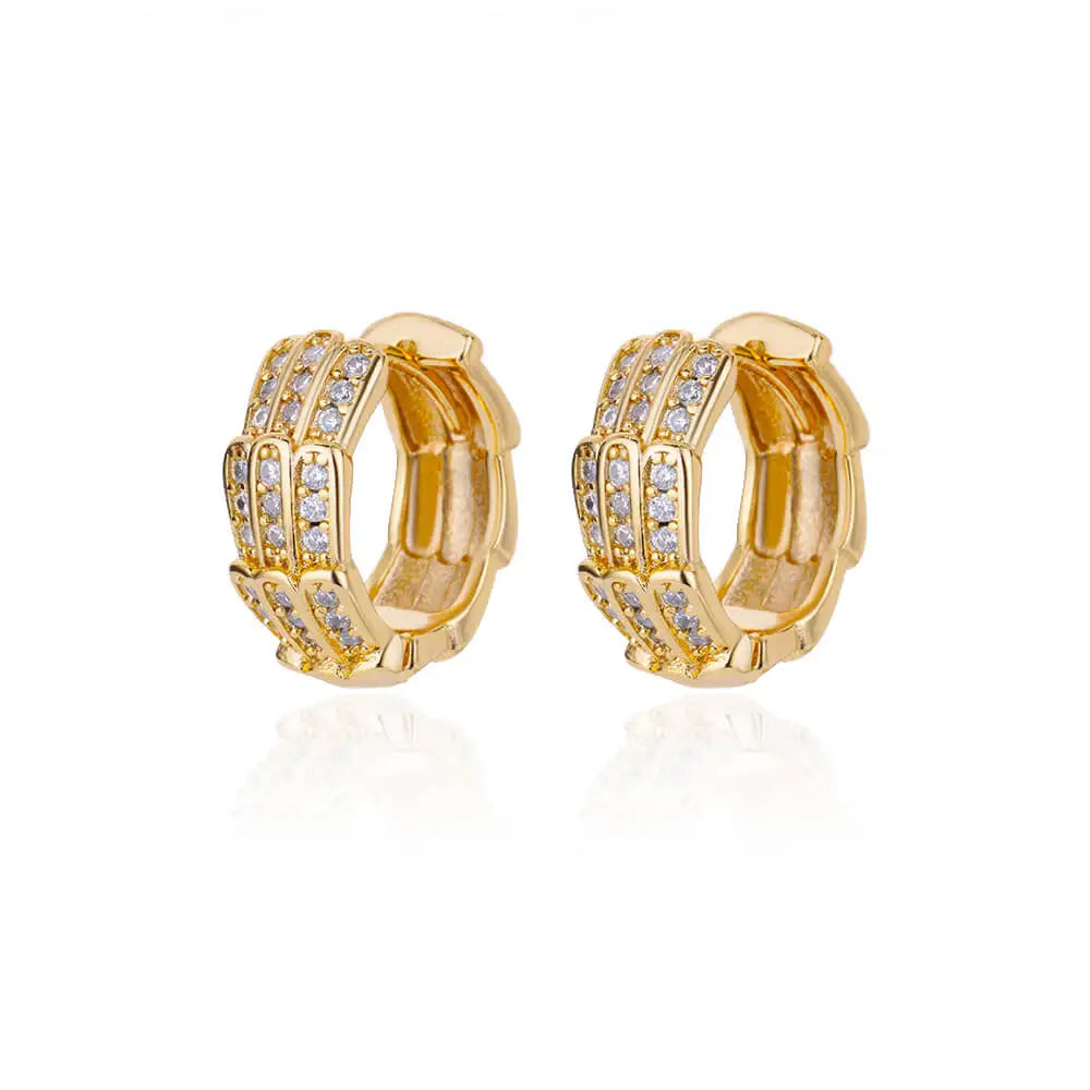 Free Shipping Zircon Geometric Earrings For Women Stainless Steel Gold Color Piercing Earring 2025 Fashion Wedding Jewelry Gift