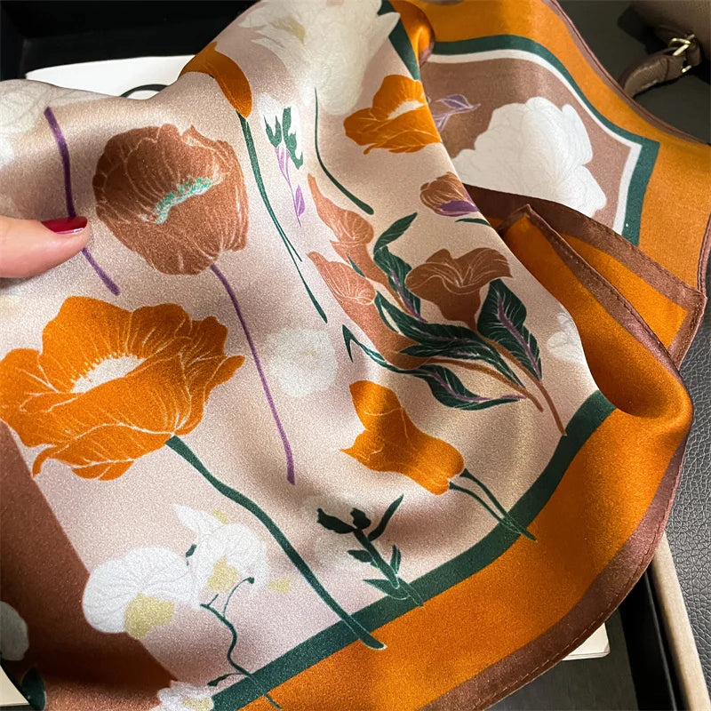 Fashion 100% Real Silk Scarf 53cm Square Bandelet Women's Silk Temperament Small Scarf Neck Decorative Wrap Printed Scarves