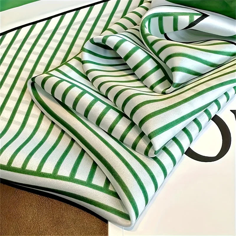 Luxury Brand Silk Stripe Designer Simple Scarf Bandana Women Hair Bands Square Scarves Satin Lady Wrap Headband