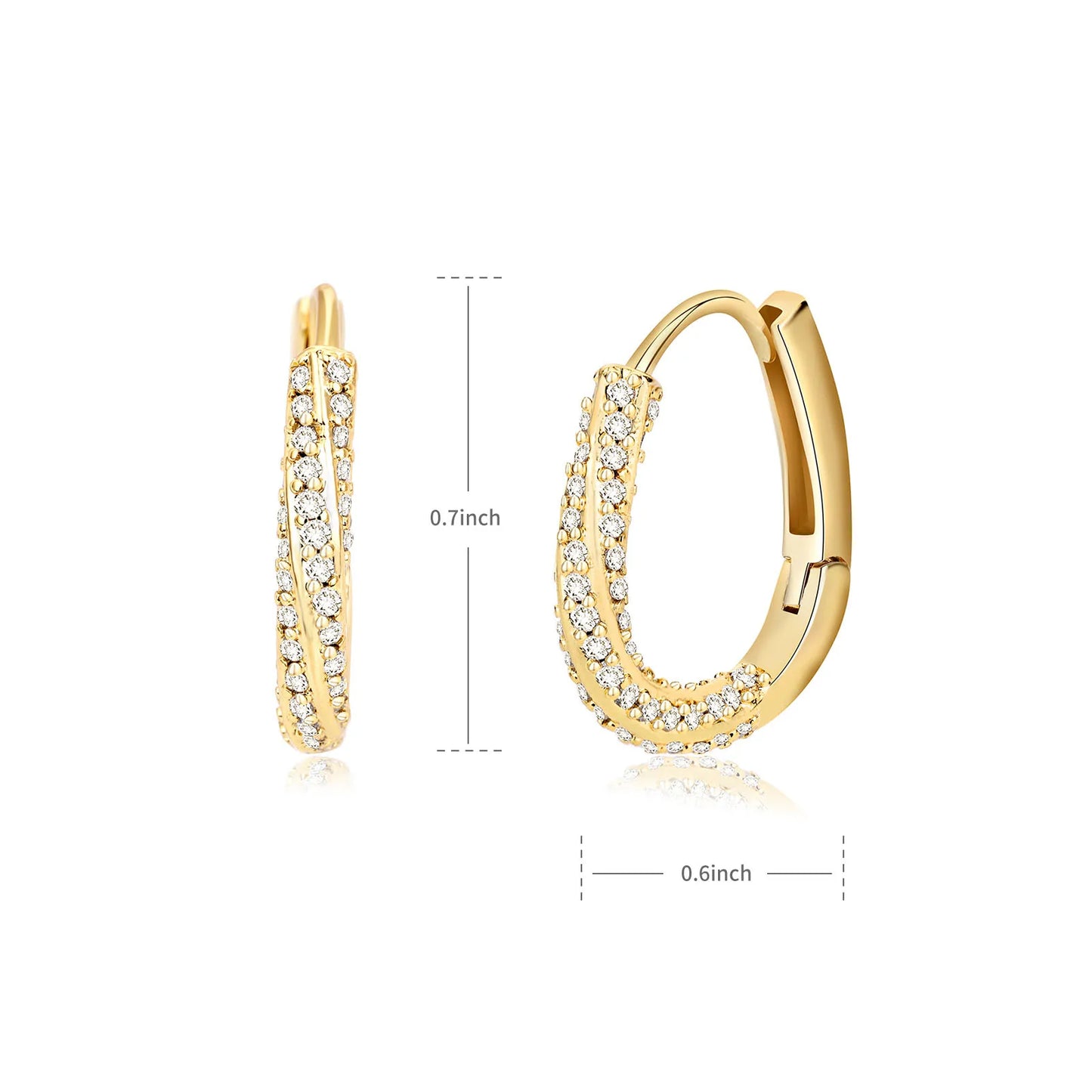 Luxruy Zircon Hoop Earrings For Women Stainless Steel Gold Color Round Hoops Earrings 2024 Trend Wedding Jewelry Freeshipping