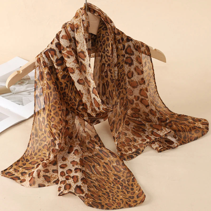 2026 New Print Chiffon Scarf Shawl Women Sunscreen Silk Scarf Turban Long Wrap Beach Travel Outdoor Accessories Trendy Headband