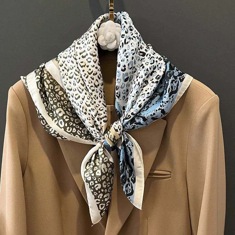 Elegant Floral Scarf for Lady Fashion Square Silk Neck Kerchief Bandana Foulard Soft Hairbands Women 2022 New Bufanda