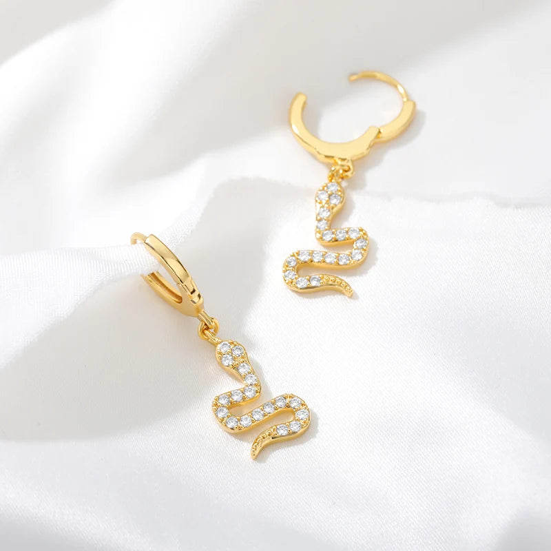 Free Shipping Zircon Geometric Earrings For Women Stainless Steel Gold Color Piercing Earring 2025 Fashion Wedding Jewelry Gift