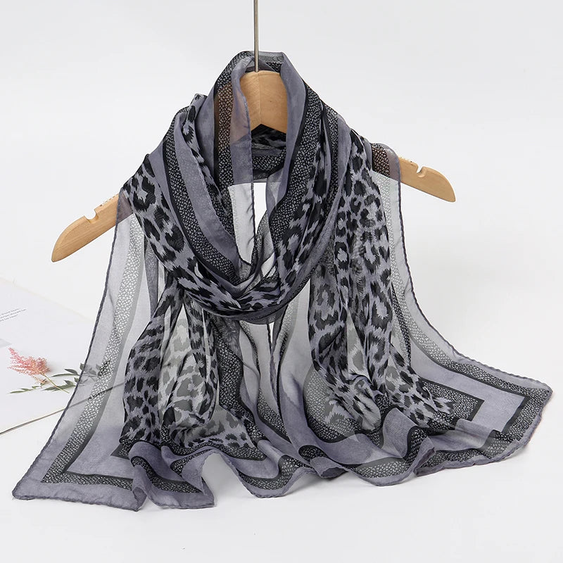 2026 New Print Chiffon Scarf Shawl Women Sunscreen Silk Scarf Turban Long Wrap Beach Travel Outdoor Accessories Trendy Headband