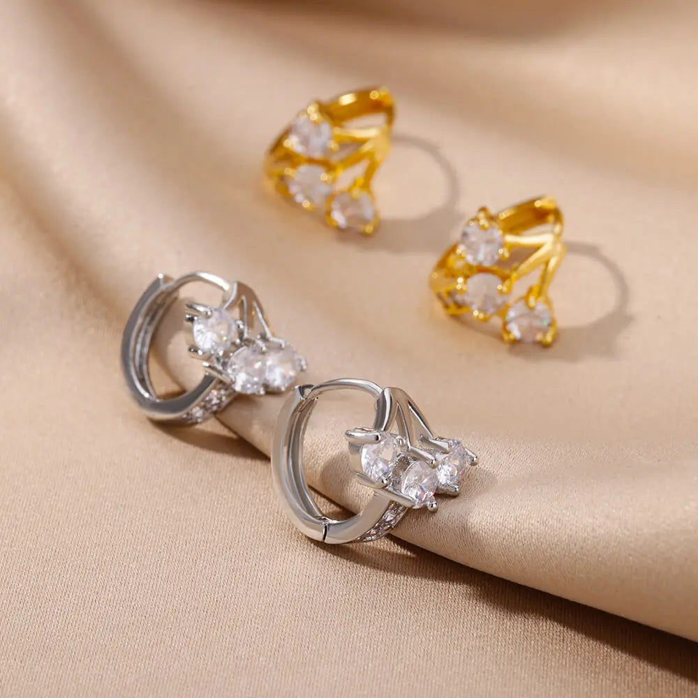 Zircon Pendientes Earring For Women Stainless Steel Hoop Piercing Earring Trending 2024 New Jewerly aretes de mujer bijoux femme