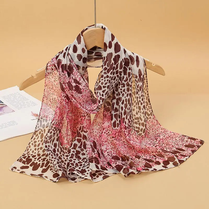 2026 New Print Chiffon Scarf Shawl Women Sunscreen Silk Scarf Turban Long Wrap Beach Travel Outdoor Accessories Trendy Headband