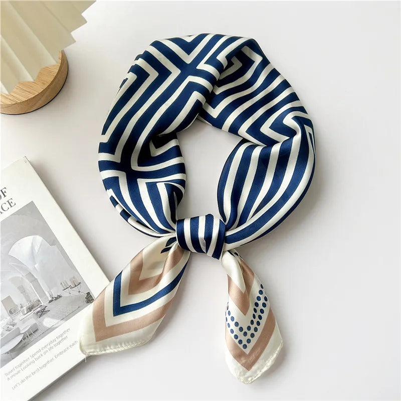 Striped Print Leaf Floral Square Scarves  for Women Kerchief Neckerchief Headband DIY Hair Accessories Decoration Head Scarf