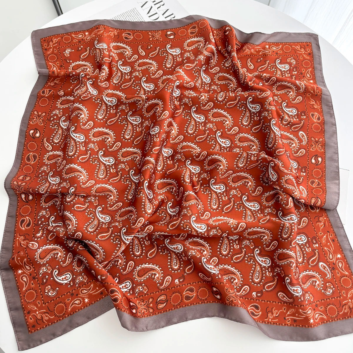 1pcs Luxury Square Scarf Cashew Print Bandana Women's Imitation Silk Scarf Casual Decoration 70cm Neckerchief Headband