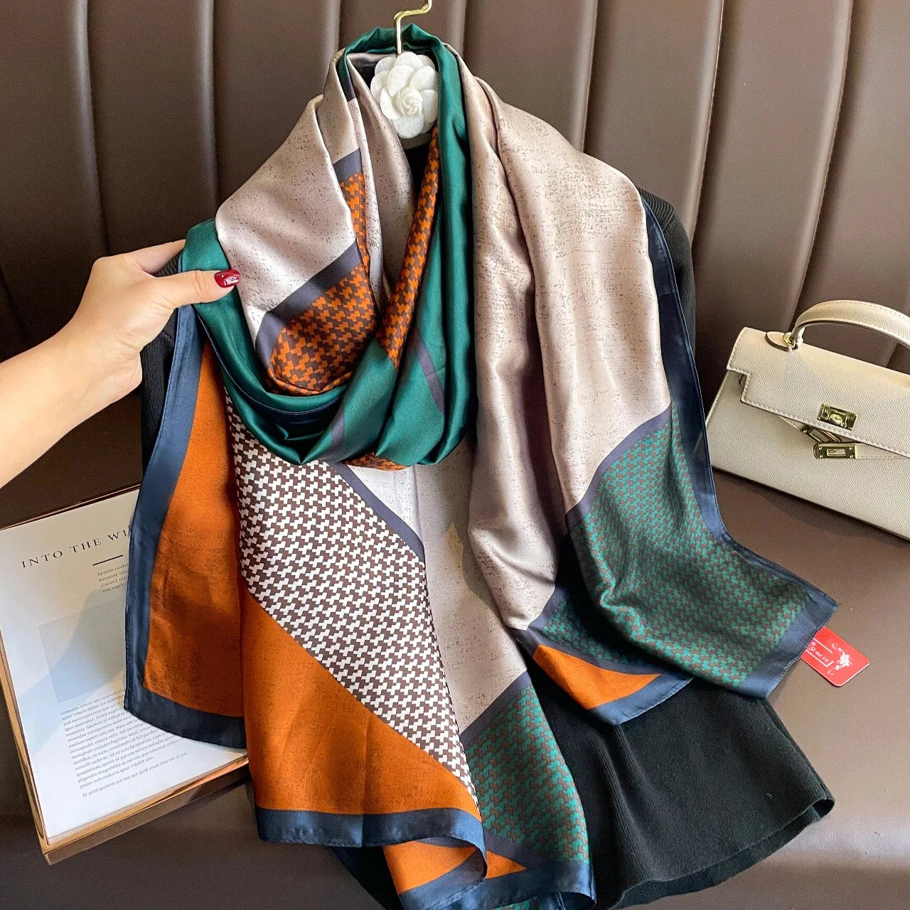 180x90 Cm Large Silk Soft Scarf Women Stylish Print Long Shawl Handkerchief Summer Elegant Travel Wrap Hot