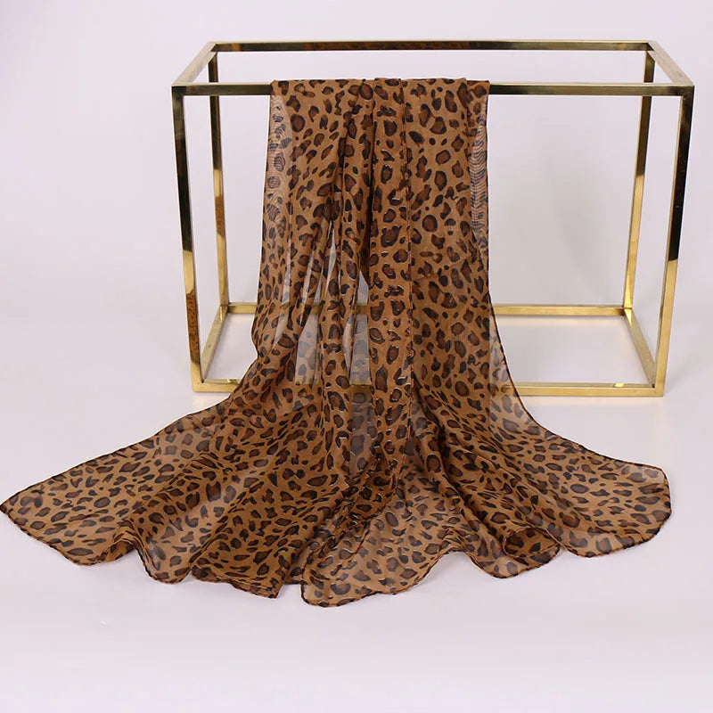 Ladies Sunscreen Scarf Small Silk Scarf Versatile Spotted Leopard Print Gauze Sunscreen Ice Silk