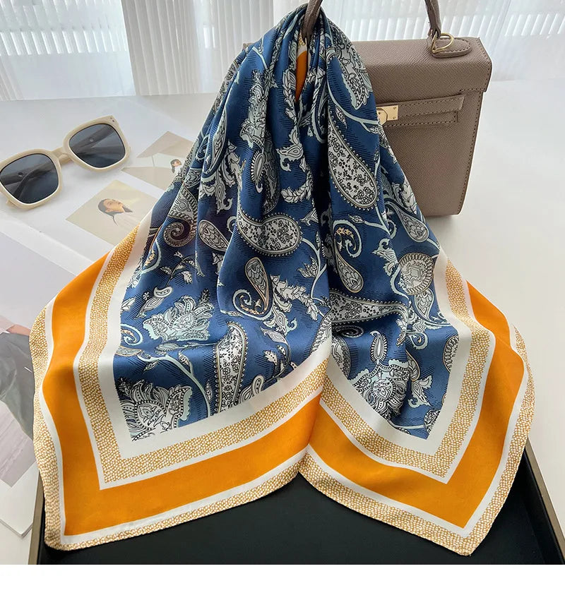 Square Scarf For Women Breathable Bandanna Luxury Headband Hair Scarf Soft Stain Neckerchief Spring/Summer Head Scarf