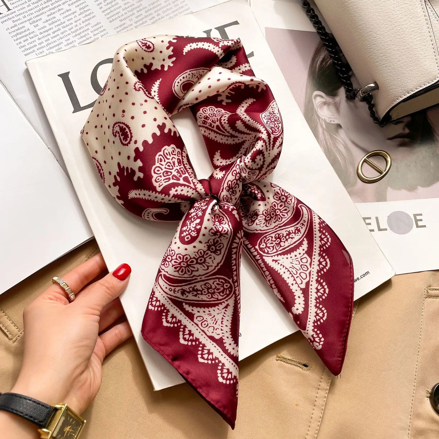 70*70cm Flower Silk Square Scarf Women Satin Shawl Wrap Hijab Female Hair Band Wrist Luxury Headkerchief Echarpe fashion Bandana