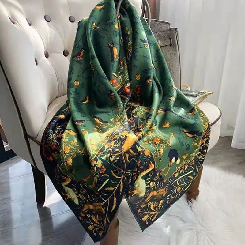 180*90cm Scarves Luxury Brand Long Silk Scarf Women Soft Shawl Wrap Muffler Hijab Bufanda Foulard Female Bandana Beach Stoles