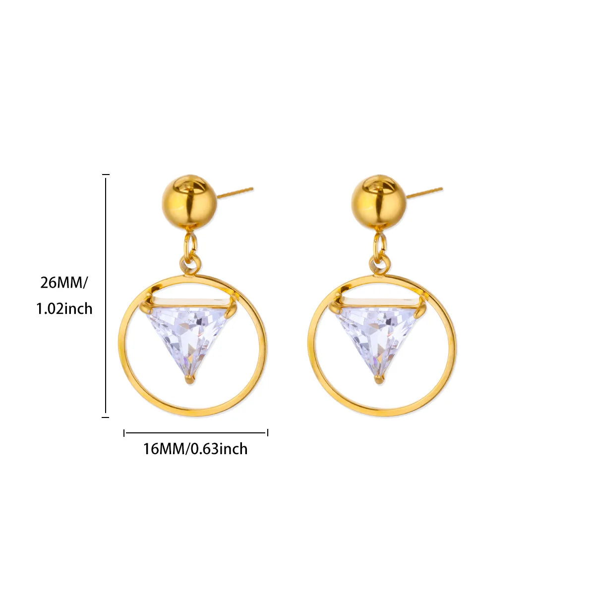 Free Shipping Zircon Geometric Earrings For Women Stainless Steel Gold Color Piercing Earring 2025 Fashion Wedding Jewelry Gift