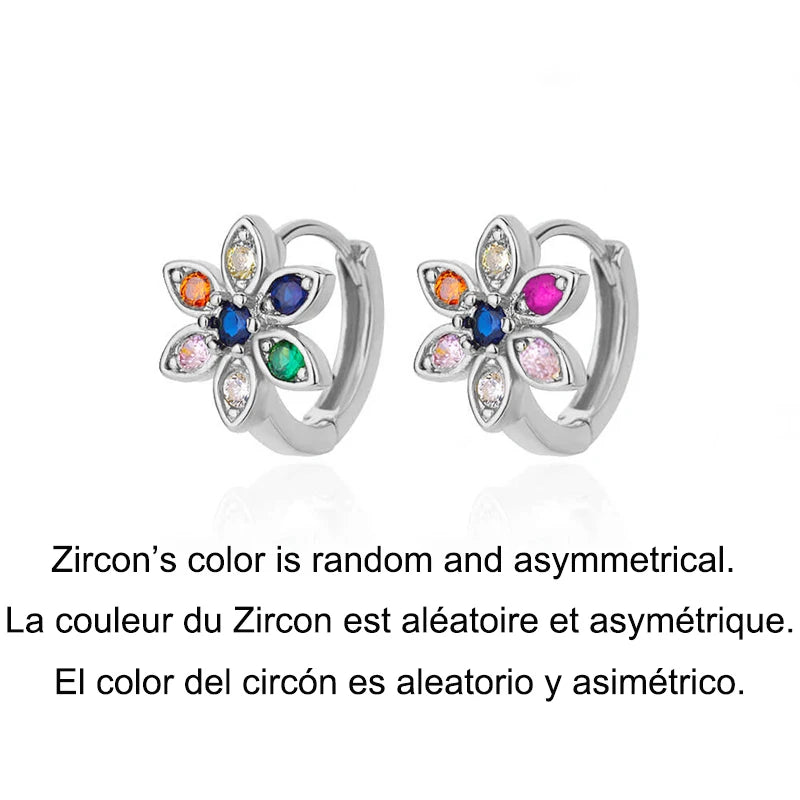Zircon Snowflake Earrings For Women Gold Color Stainless Steel Flower Geometric Hoop Earring Aesthetic Luxury Wedding Jewerly