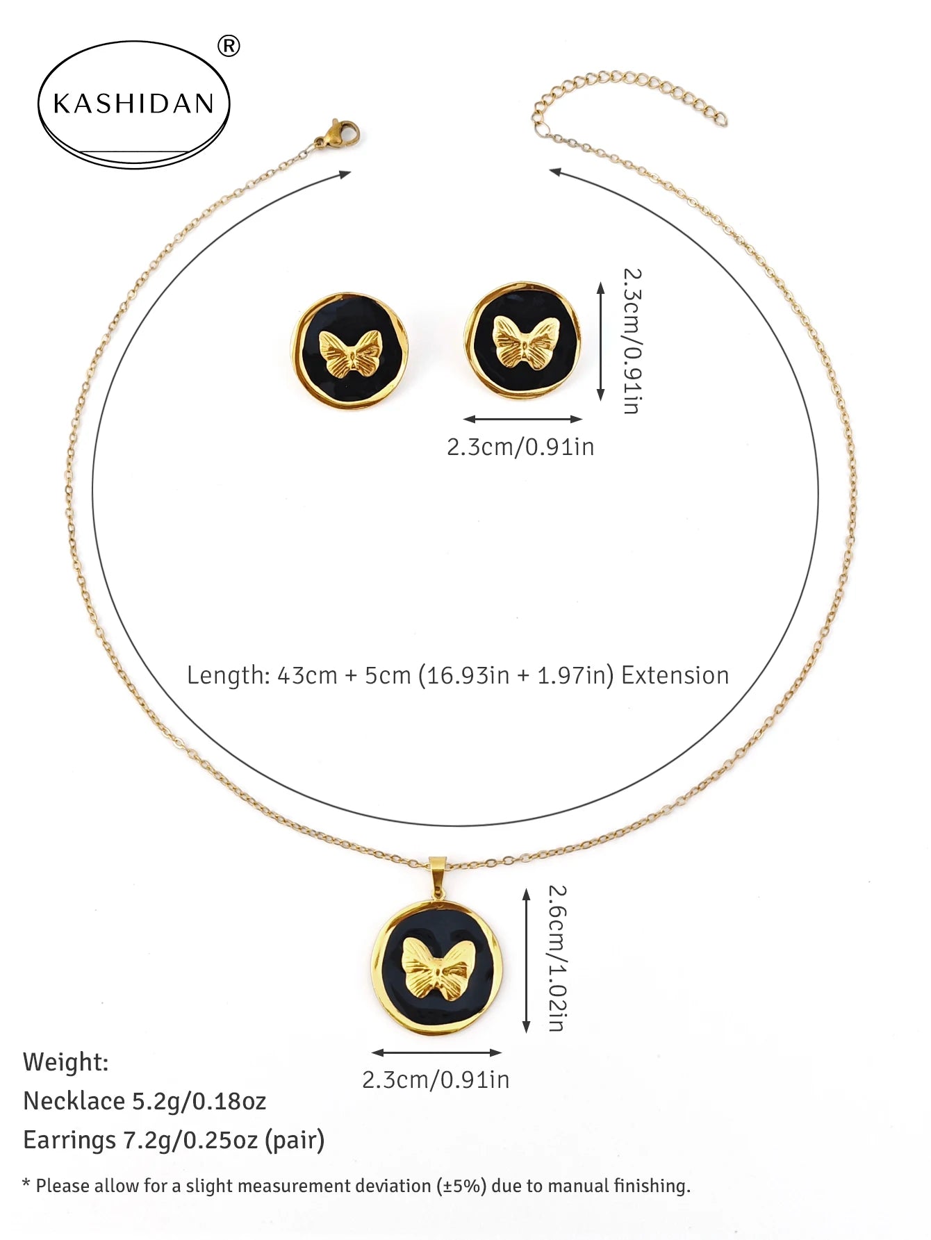 Fashion Colorful Enamel Flower Stud Earrings and Necklace Jewelry Set, Stainless Steel Waterproof Hypoallergenic Jewelry