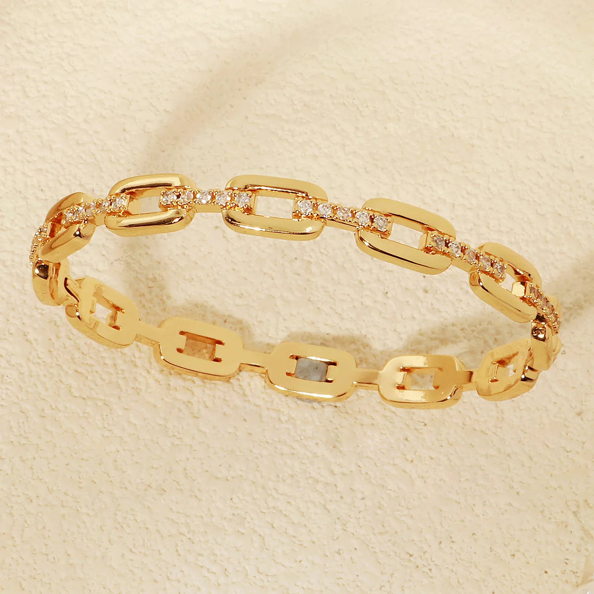 Miallo New Stainless Steel Trendy Open Bracelet Daily Bangles For Women Simple Lock Clasp Sparkling Zirconia Bracelet As Gifts