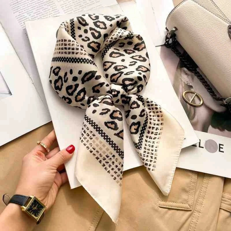 70cm Colorful Print Silk Scarf Women Fashion Kerchief Soft Satin Hairband Hands Bag Ribbon Foulard Hijab Neckerchief Headband