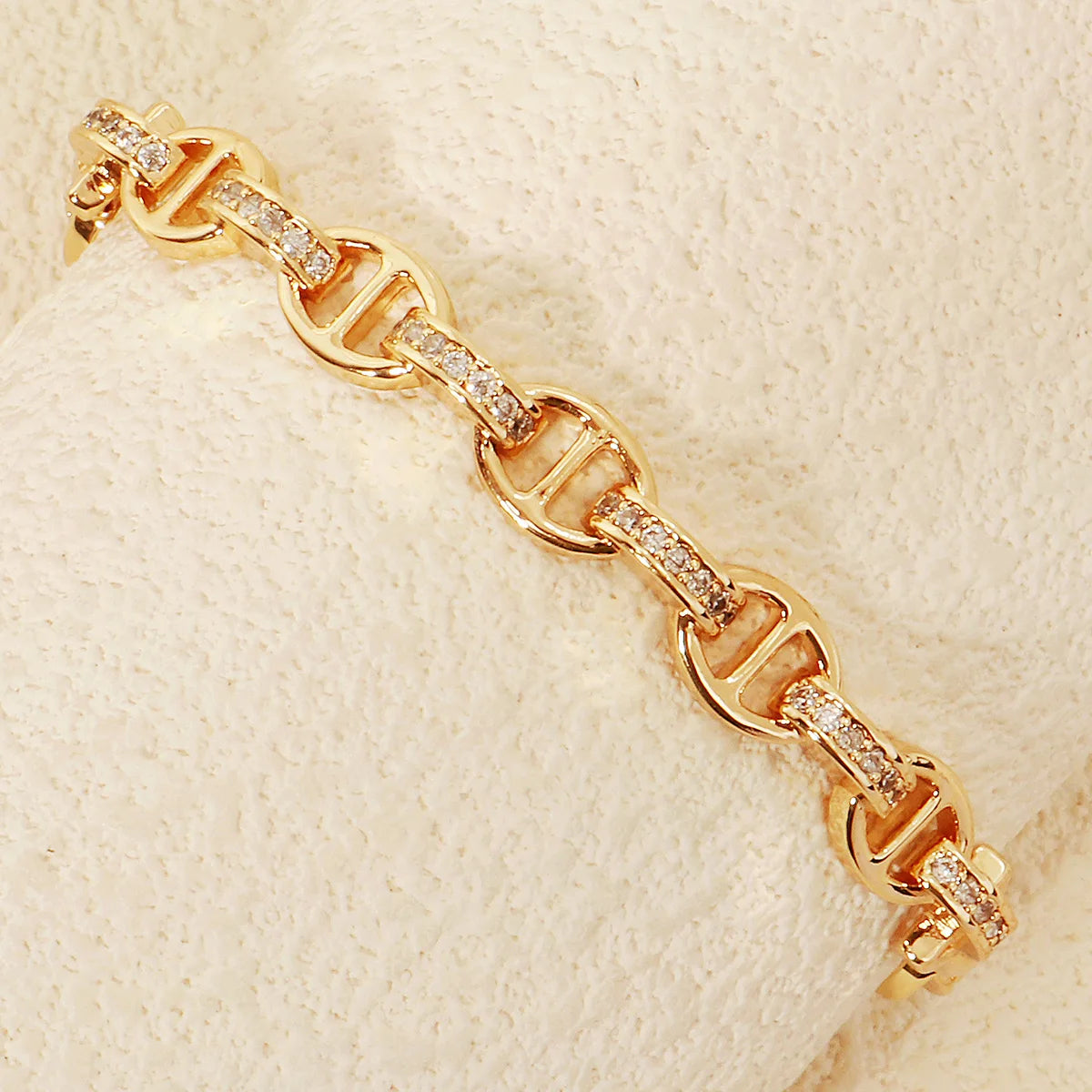 Miallo New Stainless Steel Trendy Open Bracelet Daily Bangles For Women Simple Lock Clasp Sparkling Zirconia Bracelet As Gifts