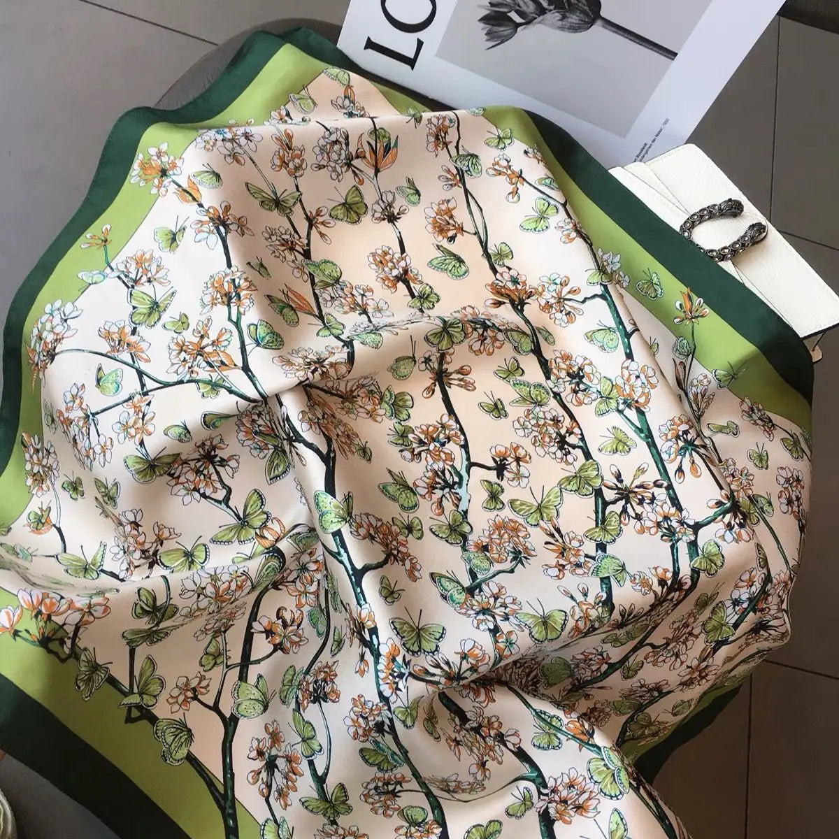 70*70cm Flower Silk Square Scarf Women Satin Shawl Wrap Hijab Female Hair Band Wrist Luxury Headkerchief Echarpe fashion Bandana