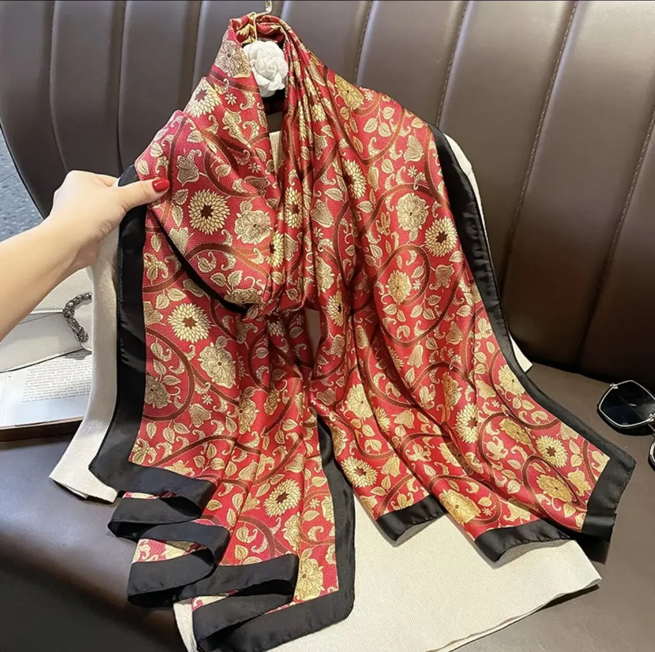 180*90cm Scarves Luxury Brand Long Silk Scarf Women Soft Shawl Wrap Muffler Hijab Bufanda Foulard Female Bandana Beach Stoles