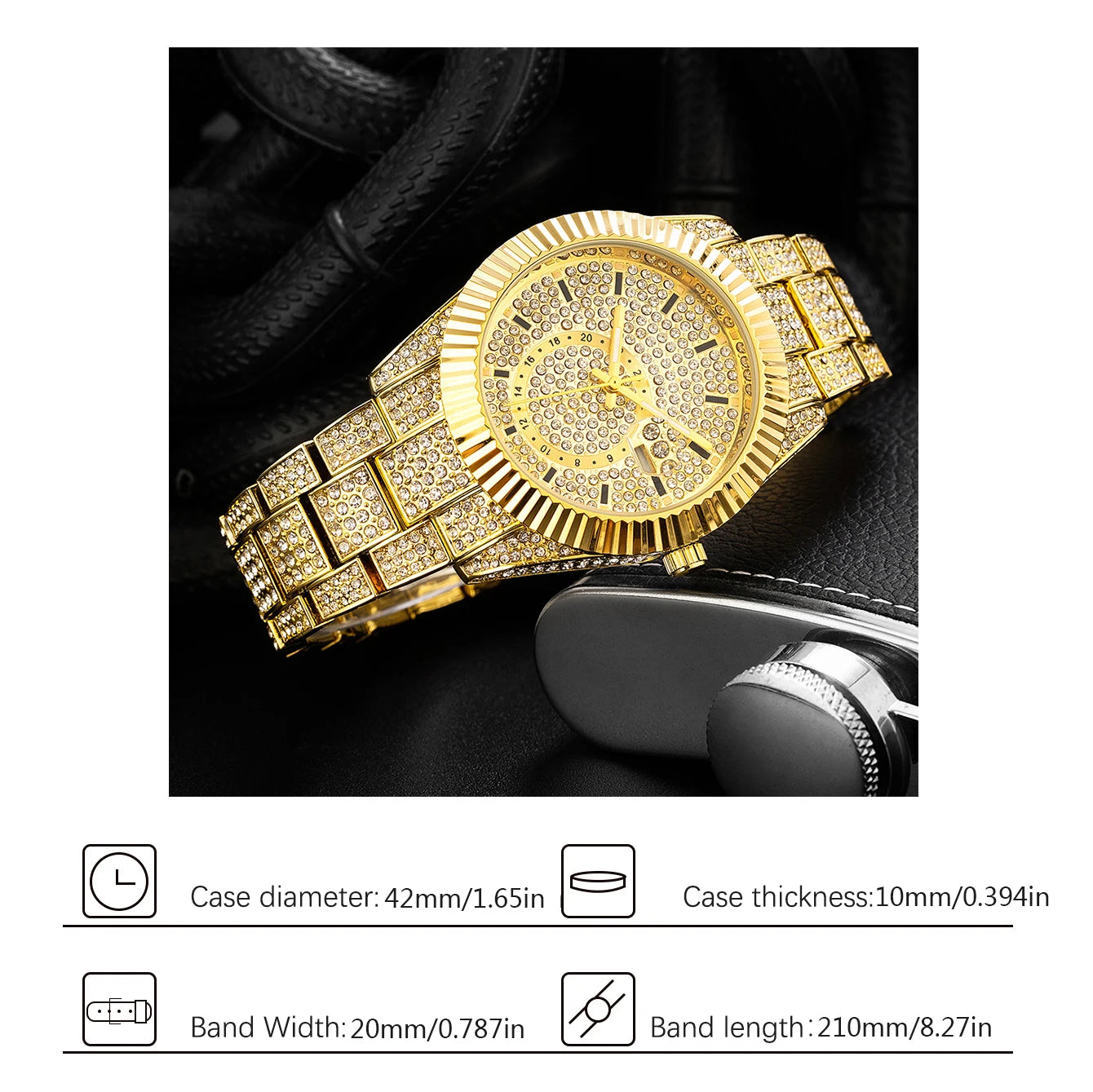Missfox Men's Watches With Triangular Groove Bezel Gold Luxury Calendar Quartz Watch For Male Waterproof Relogio Mascullino Luxo