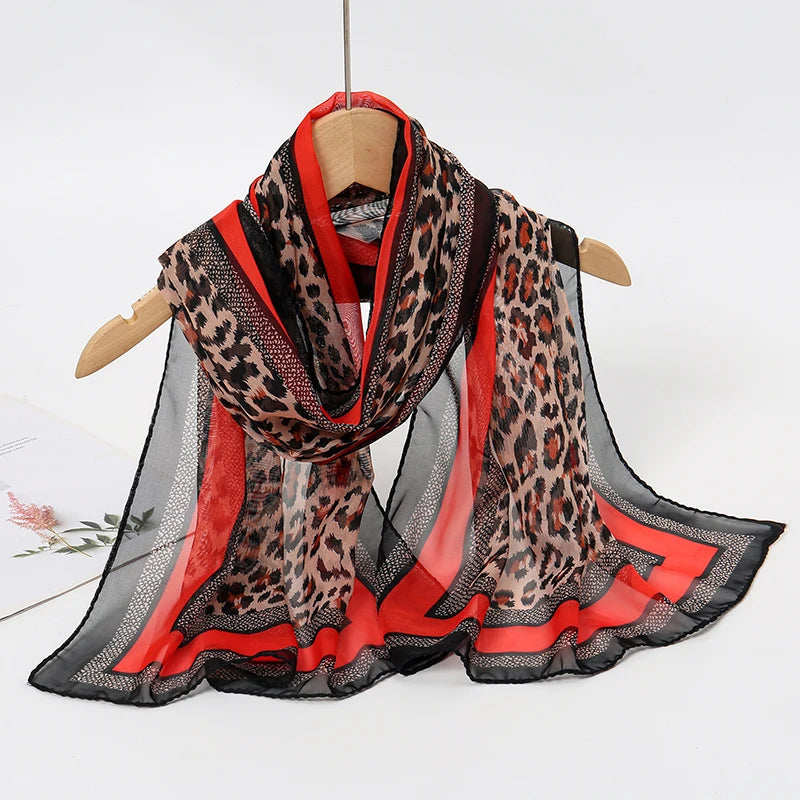 2026 New Print Chiffon Scarf Shawl Women Sunscreen Silk Scarf Turban Long Wrap Beach Travel Outdoor Accessories Trendy Headband