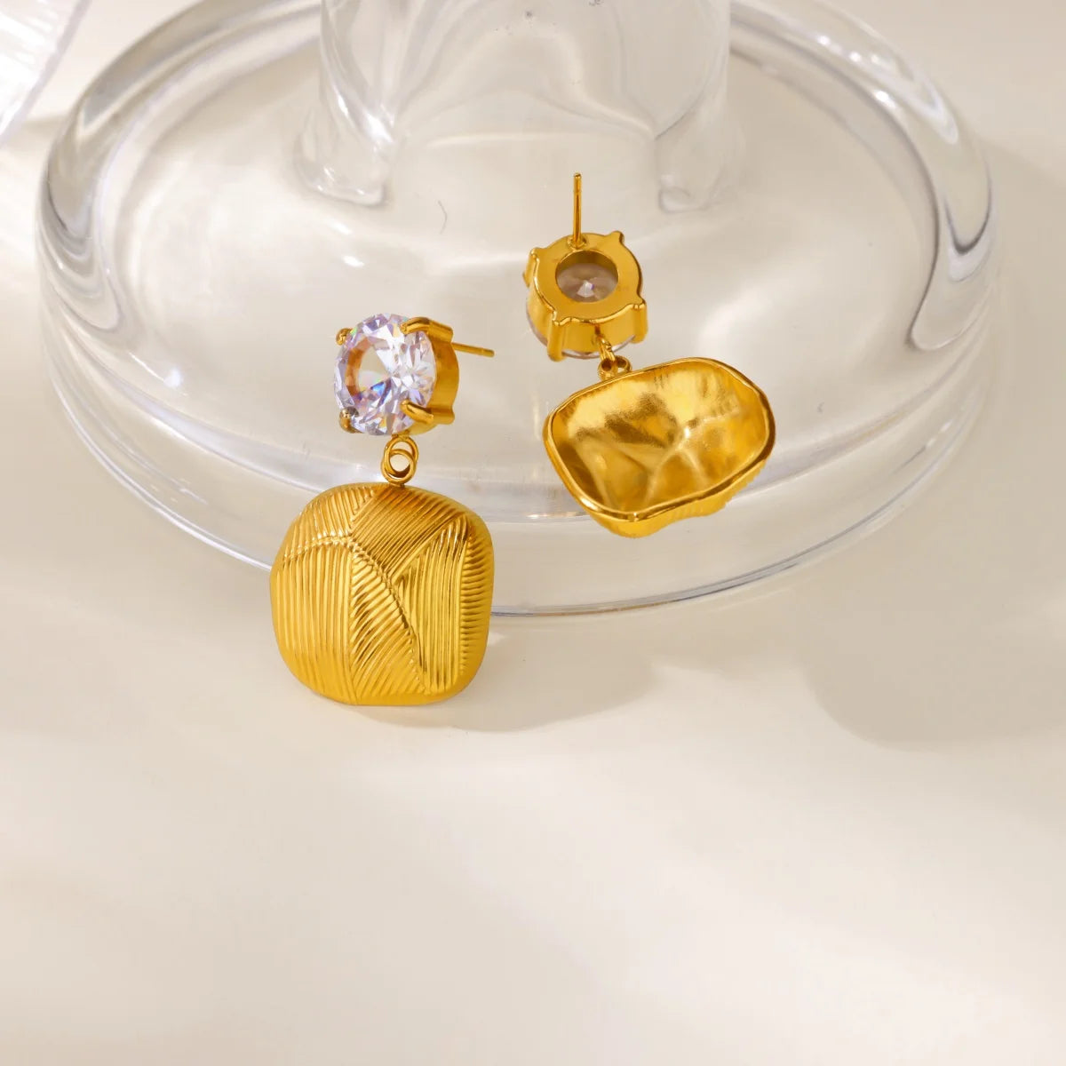 Free Shipping Zircon Geometric Earrings For Women Stainless Steel Gold Color Piercing Earring 2025 Fashion Wedding Jewelry Gift