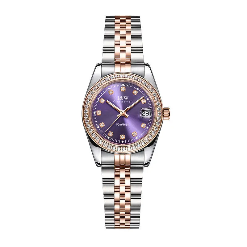 Switzerland I&W CARNIVAL Luxury Brand MIYOTA Quartz Women's Watches Ultra-thin Sapphire Waterproof Rhinestone Auto Date 55869L