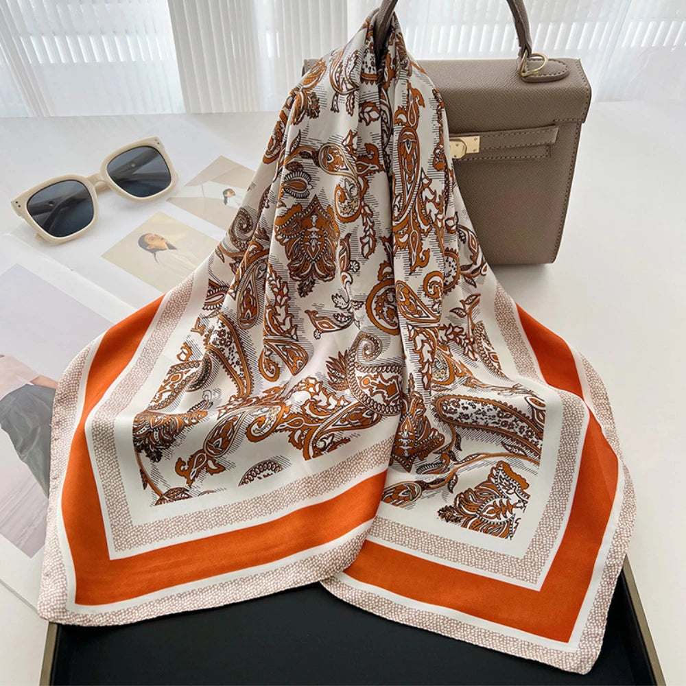 Square Scarf For Women Breathable Bandanna Luxury Headband Hair Scarf Soft Stain Neckerchief Spring/Summer Head Scarf