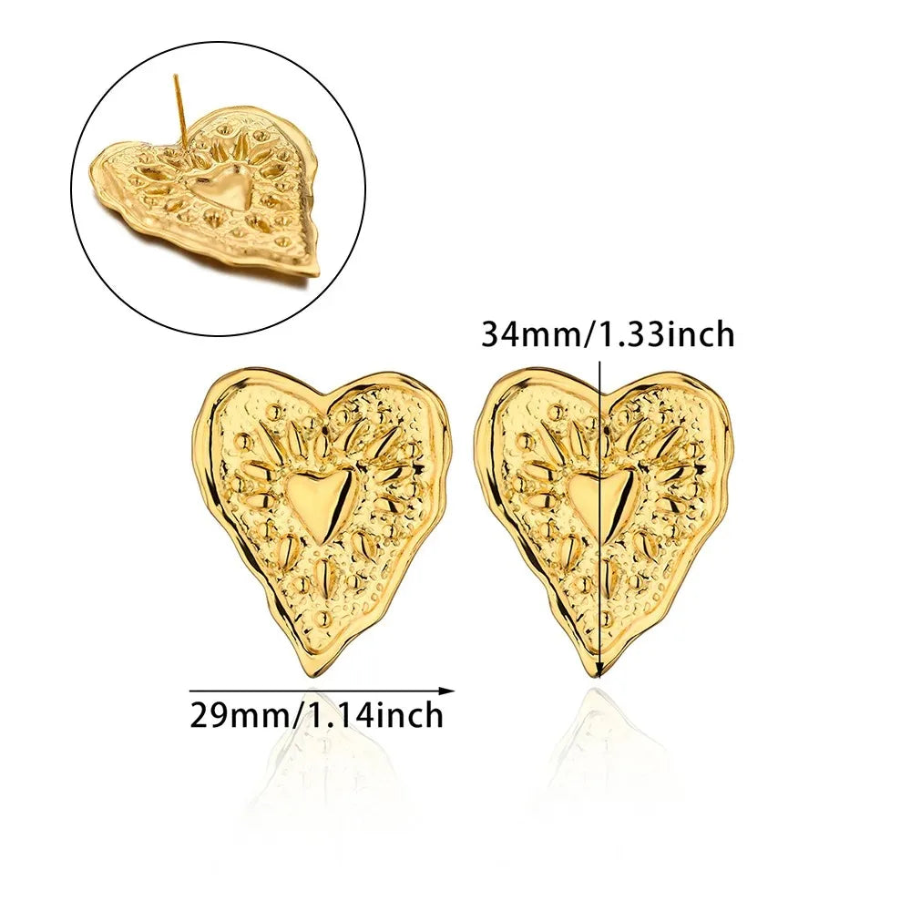 Simple Heart Drop Earrings For Women Stainless Steel Brand Fashion Ear Cuff Piercing Dangle Earring Jewelry Gifts Bijoux Femme