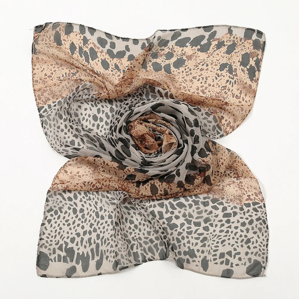 Women Leopard Patchwork Chiffon Scarf Spring Summer Sunscreen Scarves Girls Students Soft Viscose Shawl Female Wrap Shawls New