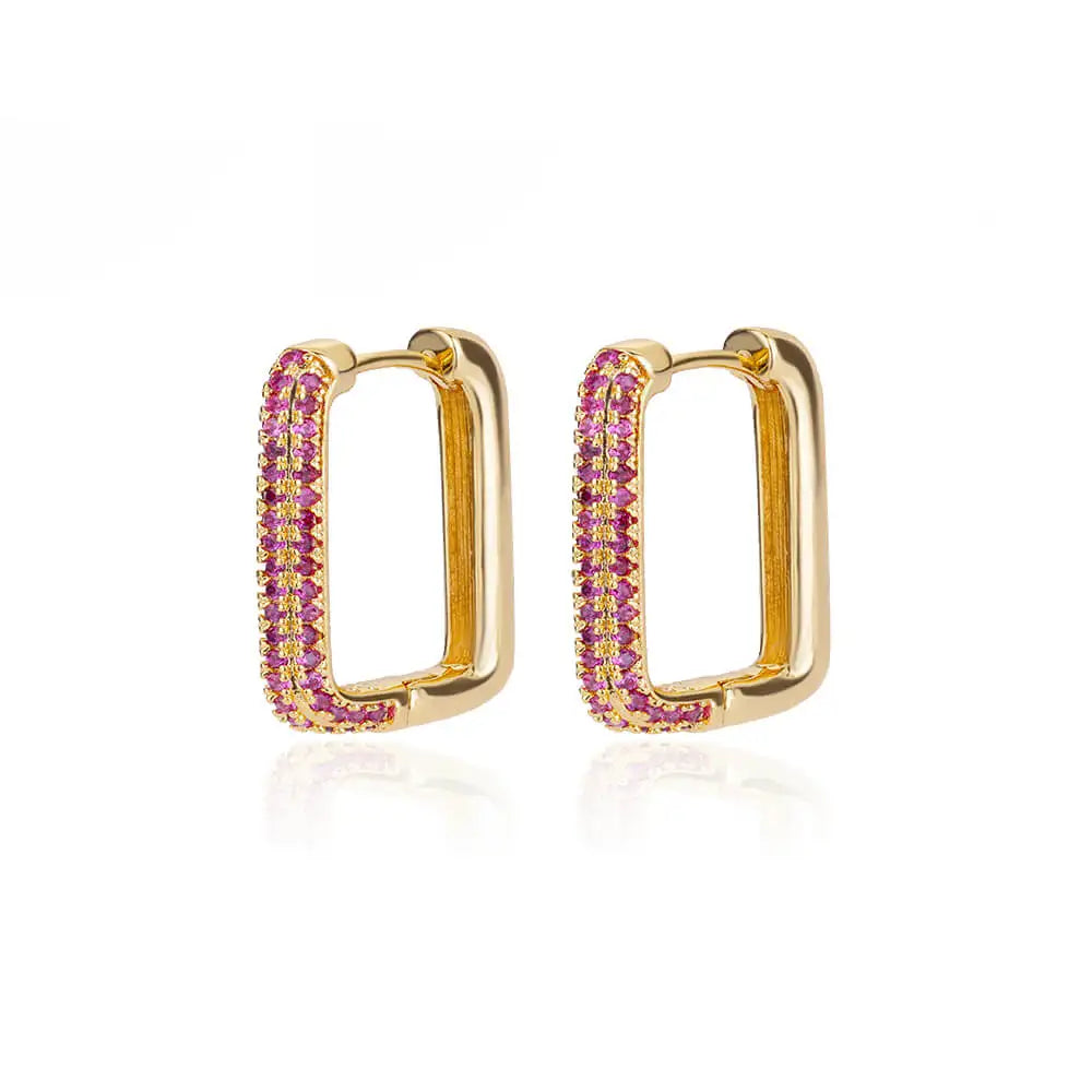 Free Shipping Zircon Geometric Earrings For Women Stainless Steel Gold Color Piercing Earring 2025 Fashion Wedding Jewelry Gift