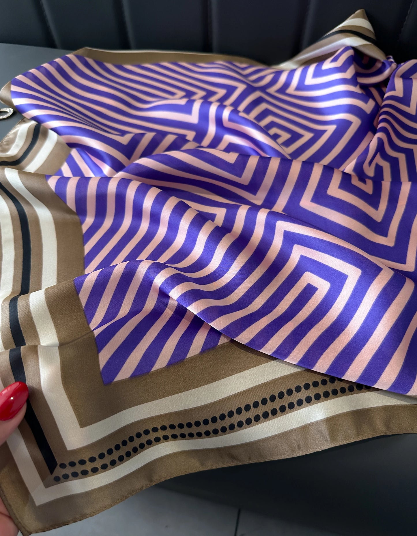 New lady Girl 70*70cm Silk Satin Hair Scarf Women Handkerchief stripe Printed Female Square Head Bandana Small Neck Muffler Hija