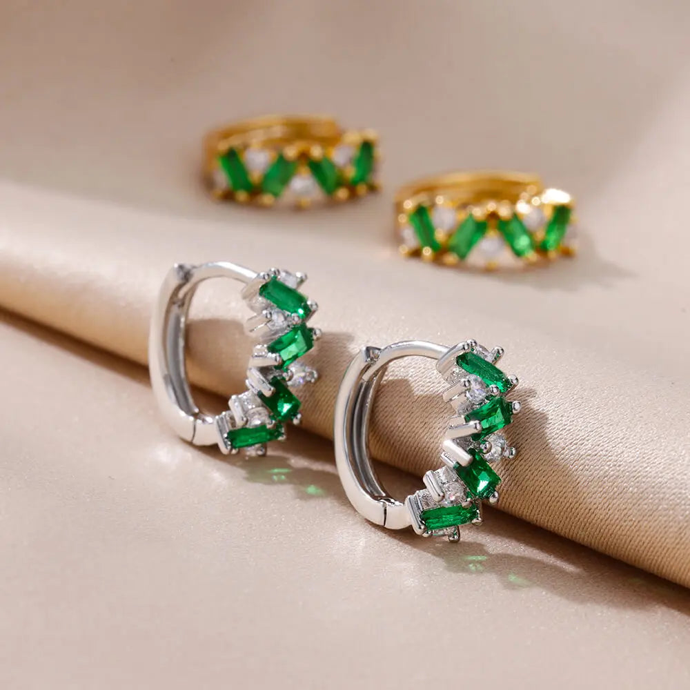 Rainbow Zircon Earring For Women Girls Stainless Steel Hoop Piercing Earring 2024 New Trend Luxury Wedding Jewelry Gift