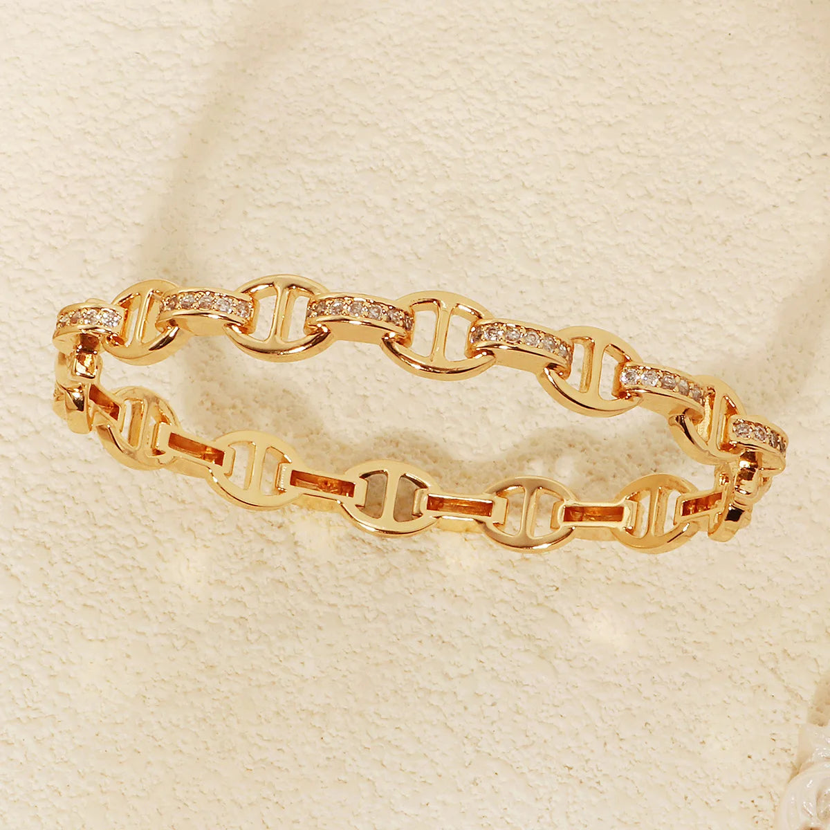 Miallo New Stainless Steel Trendy Open Bracelet Daily Bangles For Women Simple Lock Clasp Sparkling Zirconia Bracelet As Gifts