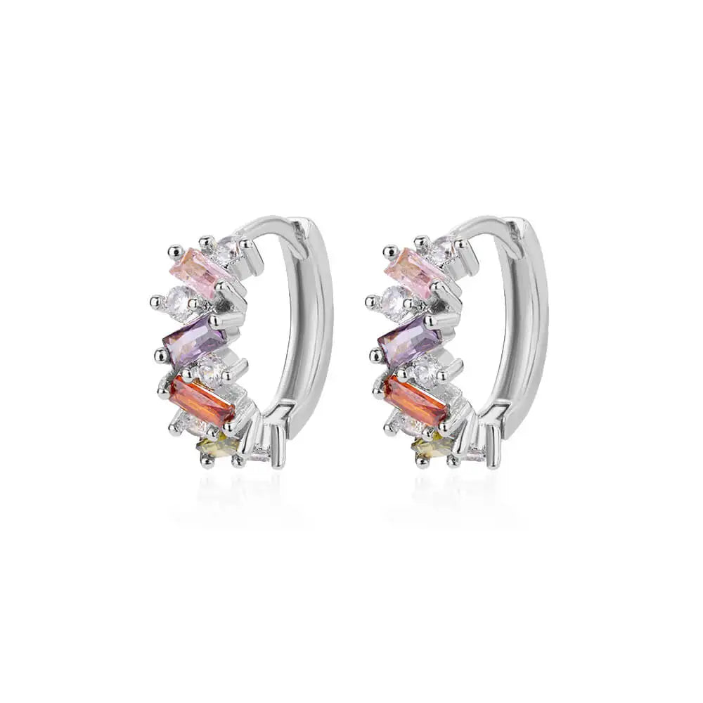 Rainbow Zircon Earring For Women Girls Stainless Steel Hoop Piercing Earring 2024 New Trend Luxury Wedding Jewelry Gift