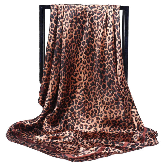 Fashion Kerchief Silk Satin Neck Scarf For Women Print Hijab Scarfs Female 90*90cm Square Shawls and Wraps Scarves For Lady