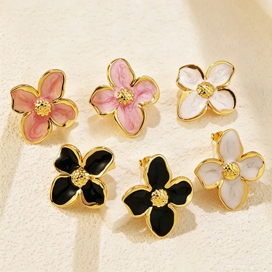 Flower Women's Earrings Trend 2026 Party Wedding Birthday Gifts Stainless Steel Stud Earrings Jewelry