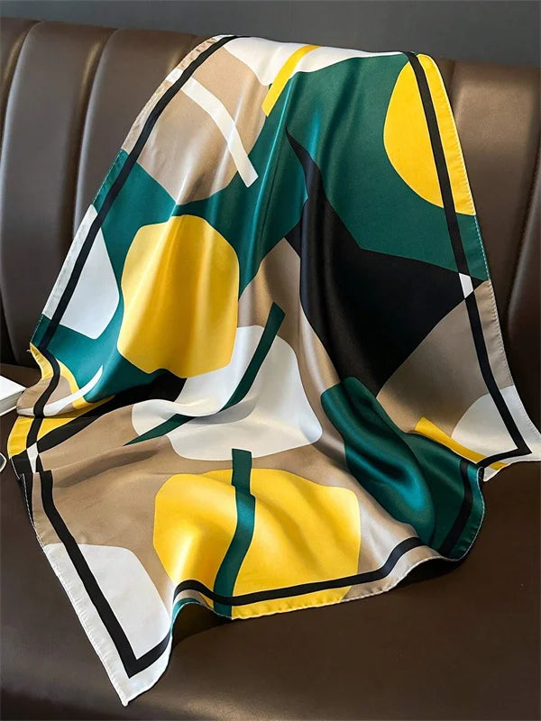New lady Girl 70*70cm Silk Satin Hair Scarf Women Handkerchief stripe Printed Female Square Head Bandana Small Neck Muffler Hija