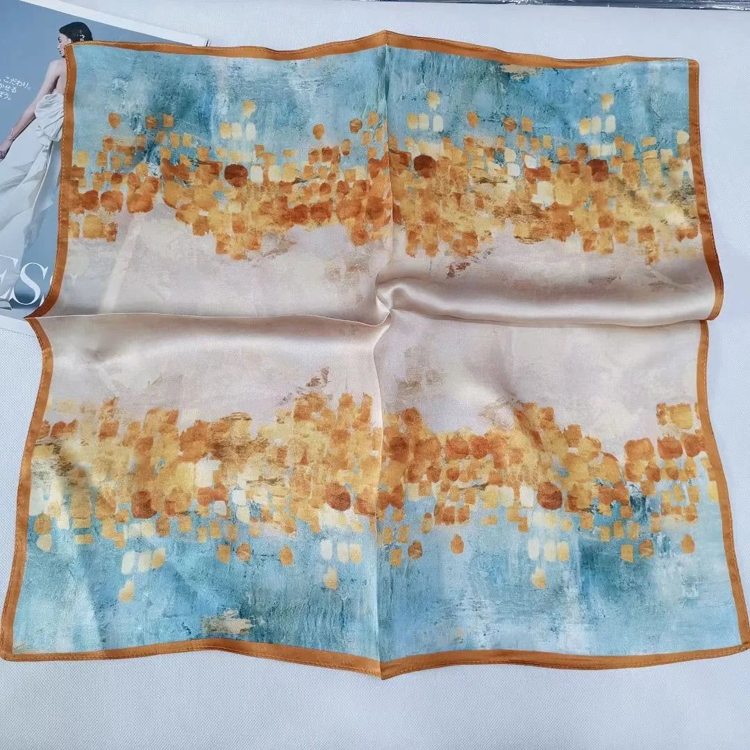 Fashion 100% Real Silk Scarf 53cm Square Bandelet Women's Silk Temperament Small Scarf Neck Decorative Wrap Printed Scarves