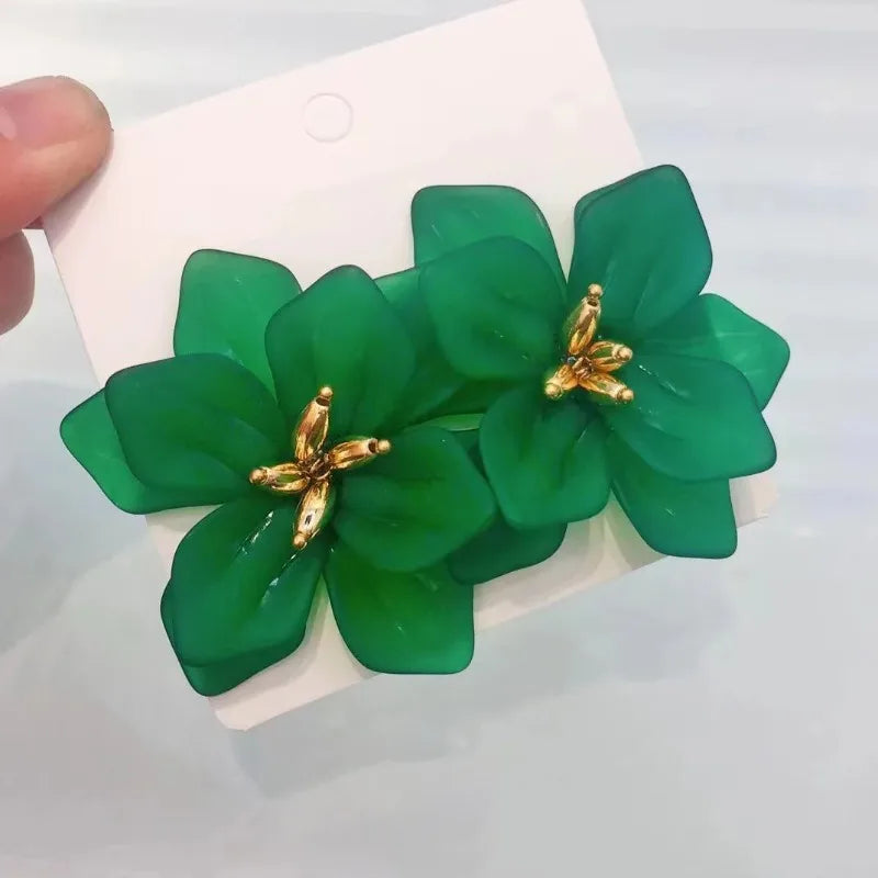 New Multi Color Acrylic Flower Stud Earrings for Women Korean Fashion Cute Super Fairy Temperament Earrings Jewelry Accessories