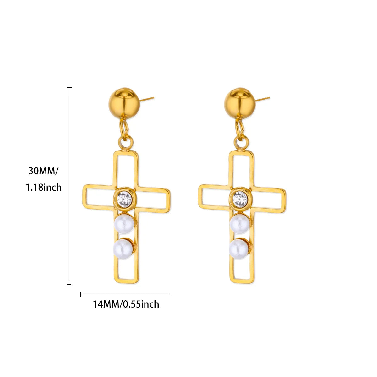 Free Shipping Zircon Geometric Earrings For Women Stainless Steel Gold Color Piercing Earring 2025 Fashion Wedding Jewelry Gift