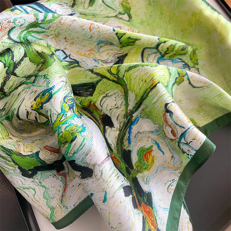 Fashion 100% Real Silk Scarf 53cm Square Bandelet Women's Silk Temperament Small Scarf Neck Decorative Wrap Printed Scarves
