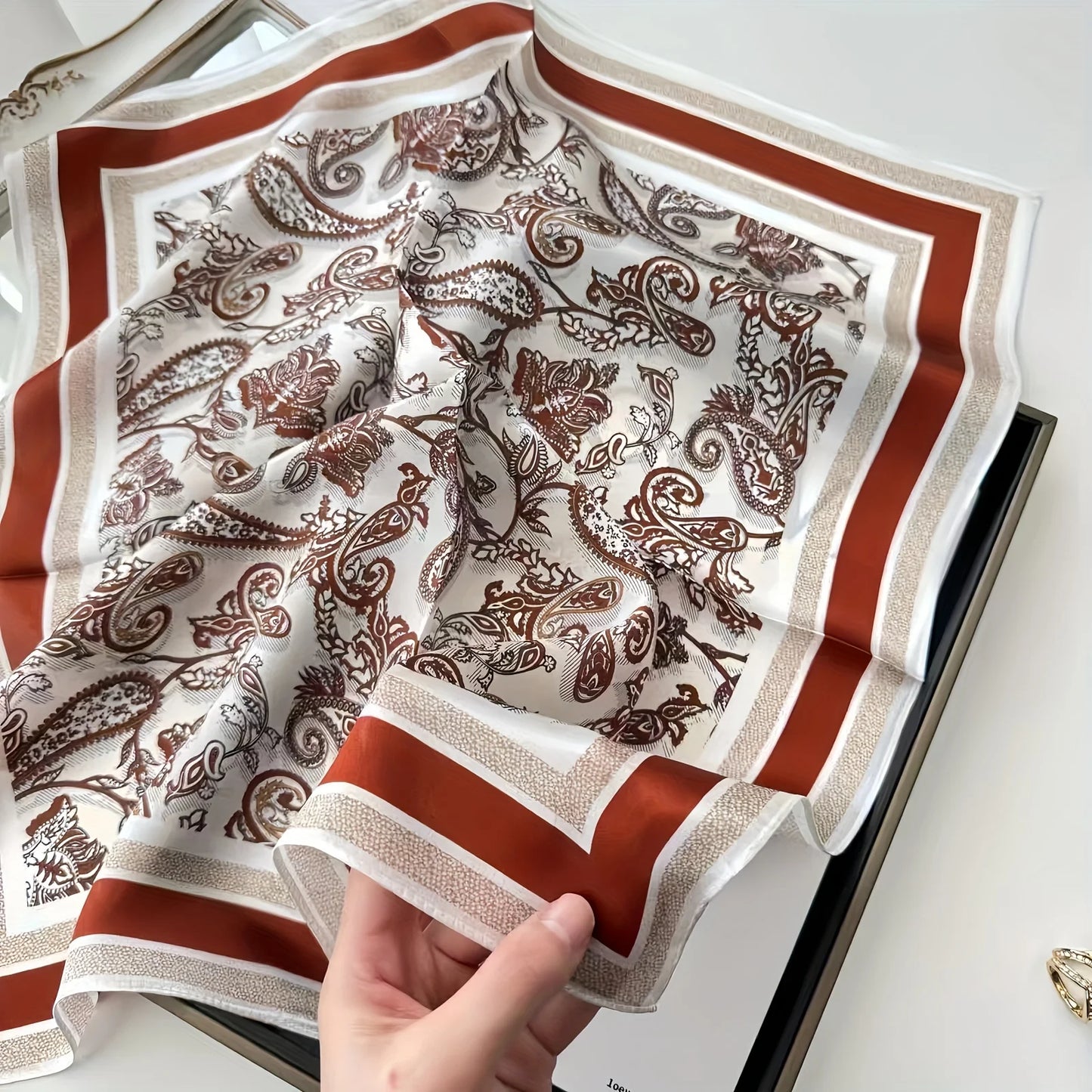 Bohemian Style Paisley Floral Print Women’s Square Silk Scarf Satin Head Wrap Design Scarves Bandana Hijab Kerchief